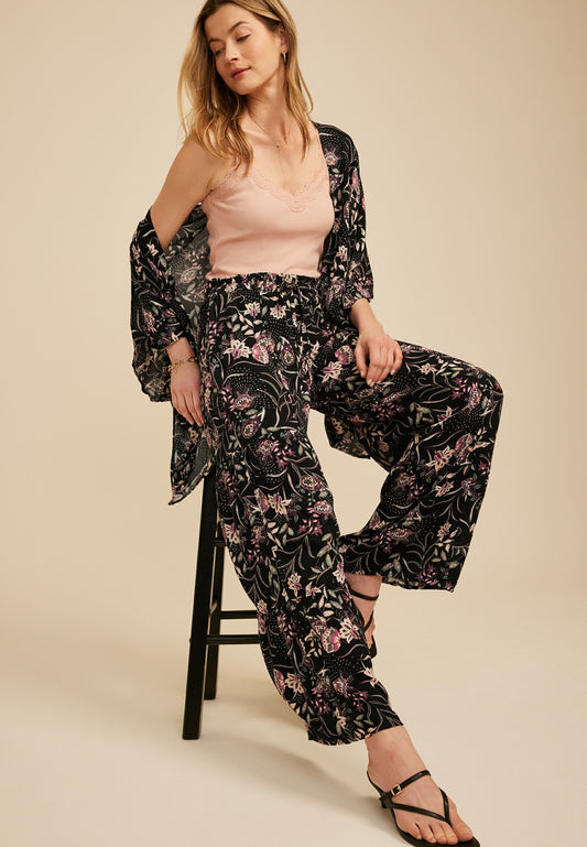 Paisley Floral Print Palazzo High Rise Pant