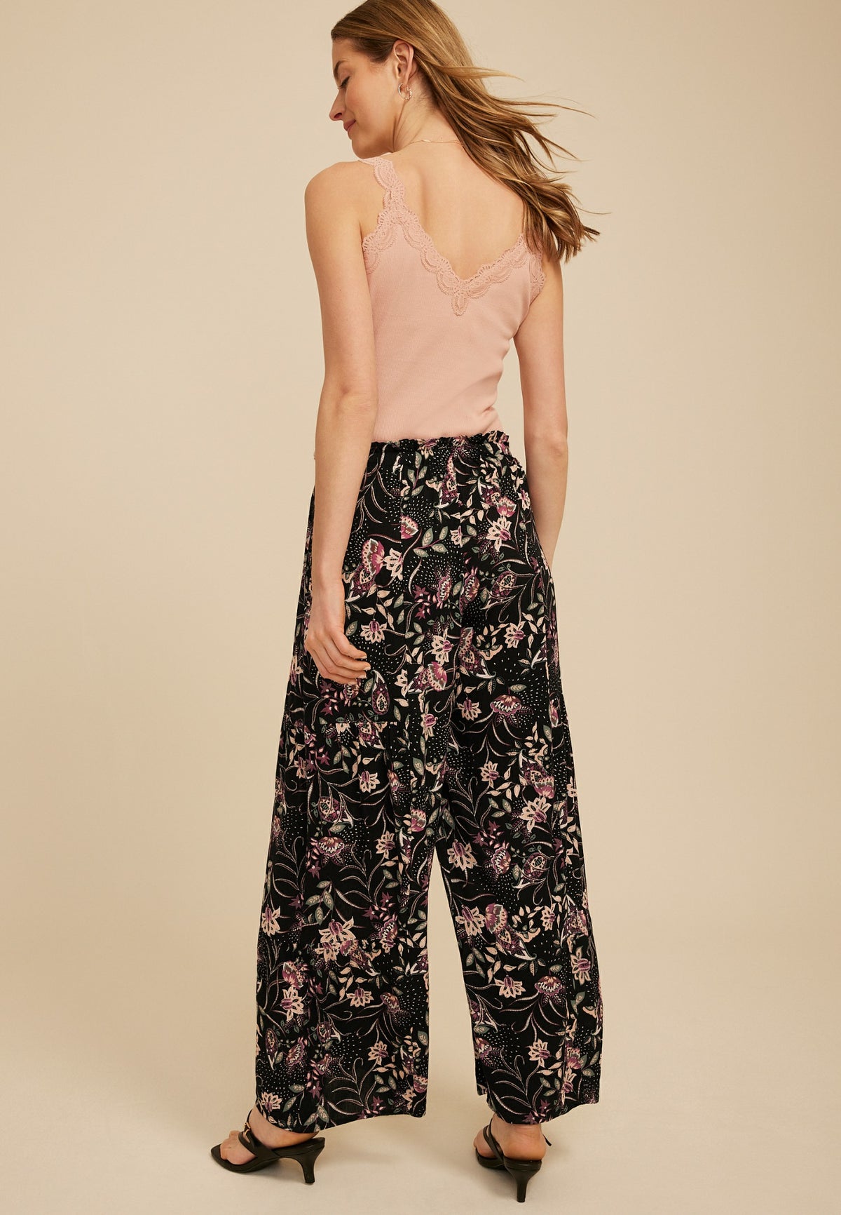 Paisley Floral Print Palazzo High Rise Pant