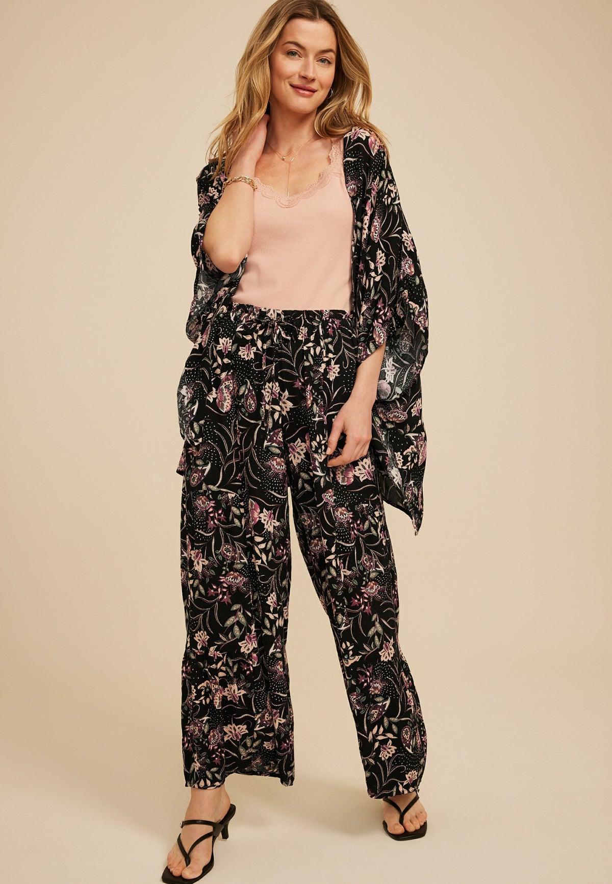 Paisley Floral Print Palazzo High Rise Pant