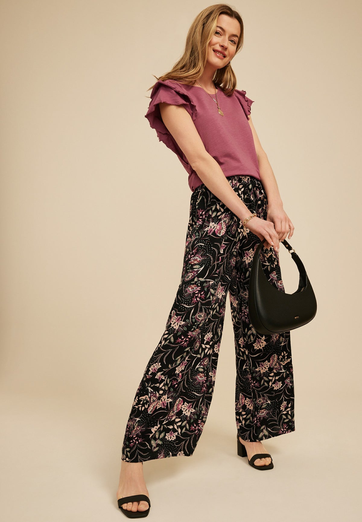 Paisley Floral Print Palazzo High Rise Pant