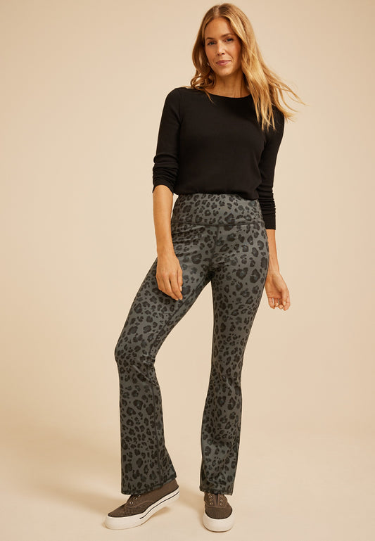 High Rise Animal Print Flare Leggings