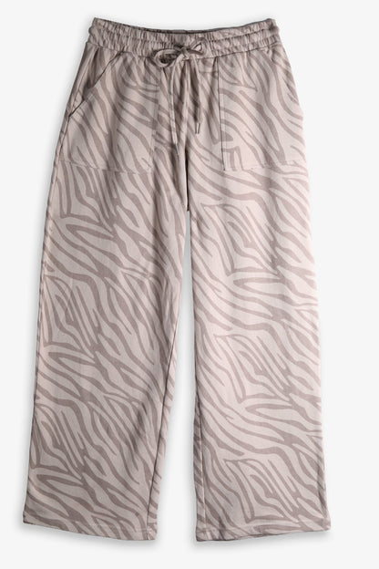 Washed Terry High Rise Wide Leg Pant