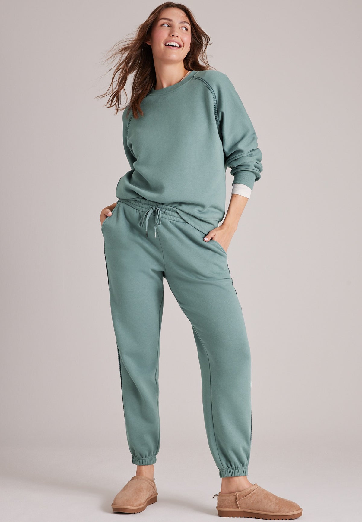 High Rise Whipstitch Jogger Pants