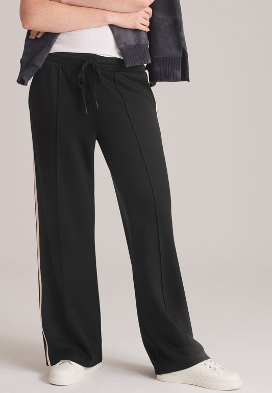 Cloud Scuba Knit Track Stripe Wide Leg Pants