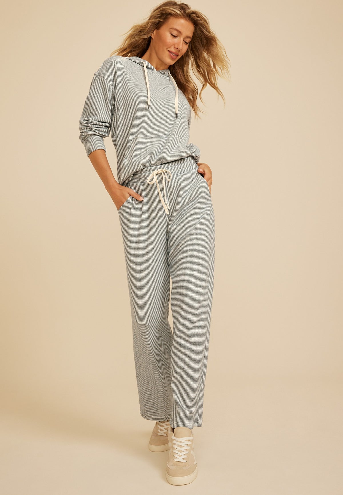 Cozy Waffle High Rise Wide Leg Pants