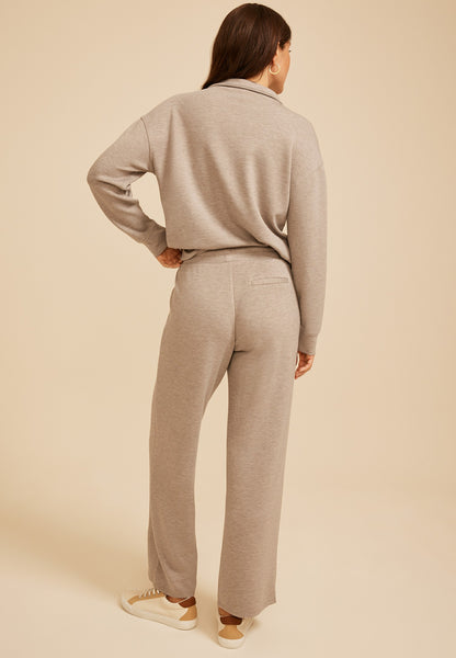 Heathered Pintuck Cloud Scuba Knit Wide Leg Pant