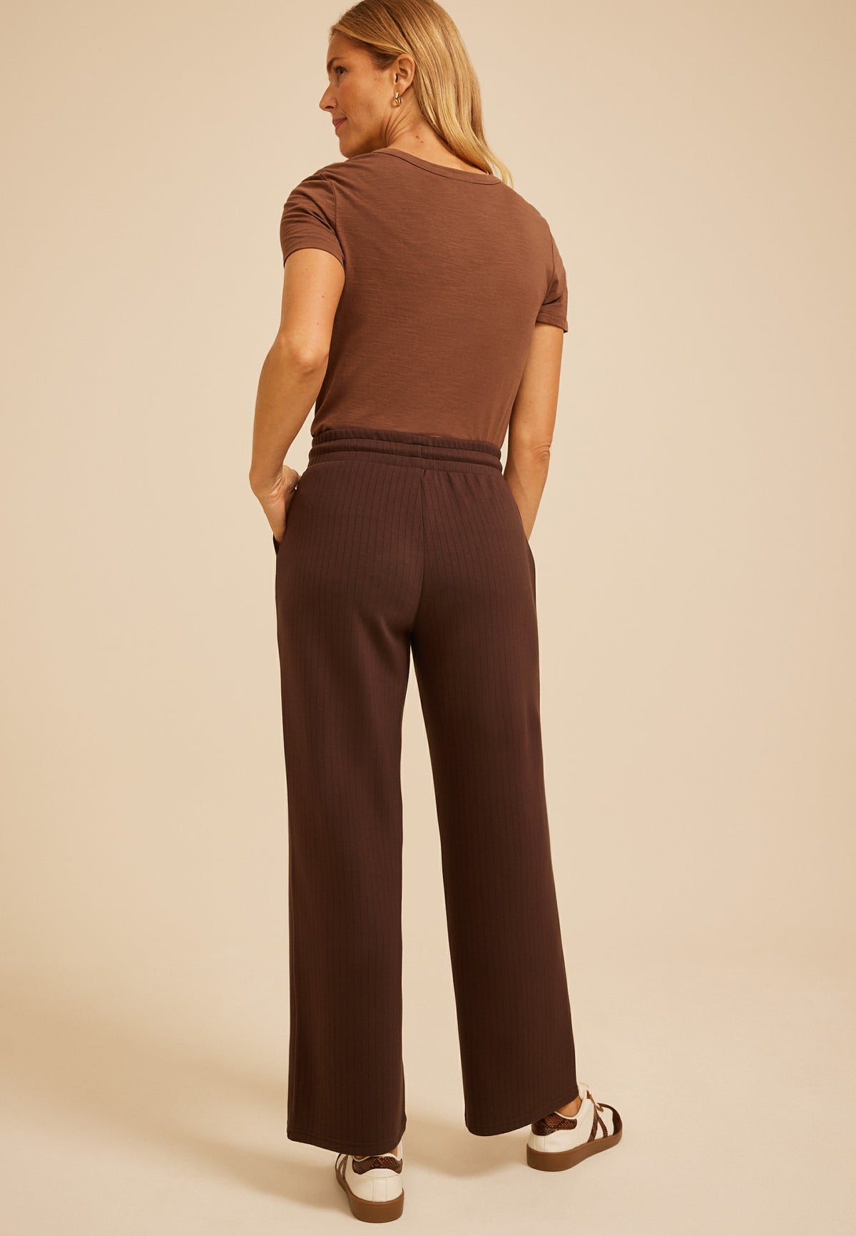 High Rise Drop Needle Cloud Scuba Wide Leg Pant
