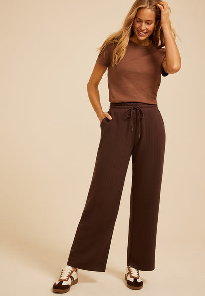 High Rise Drop Needle Cloud Scuba Wide Leg Pant