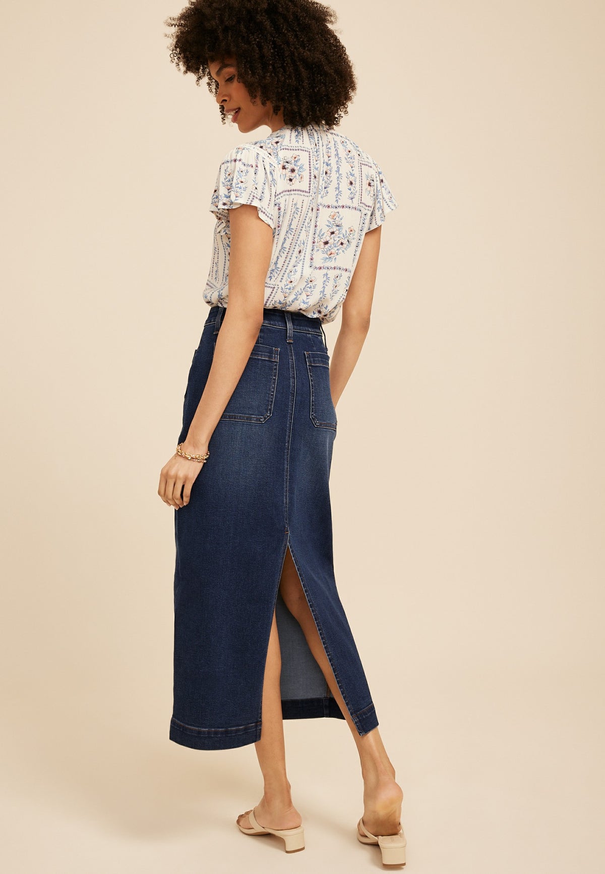 m jeans by maurices™ High Rise Patch Pocket Denim Skirt