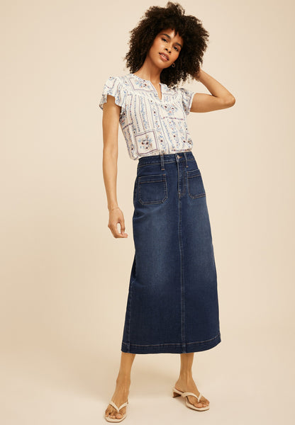 m jeans by maurices™ High Rise Patch Pocket Denim Skirt