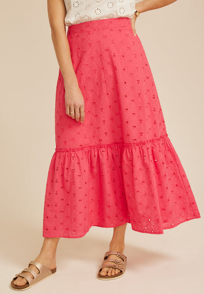 High Rise Eyelet Maxi Skirt