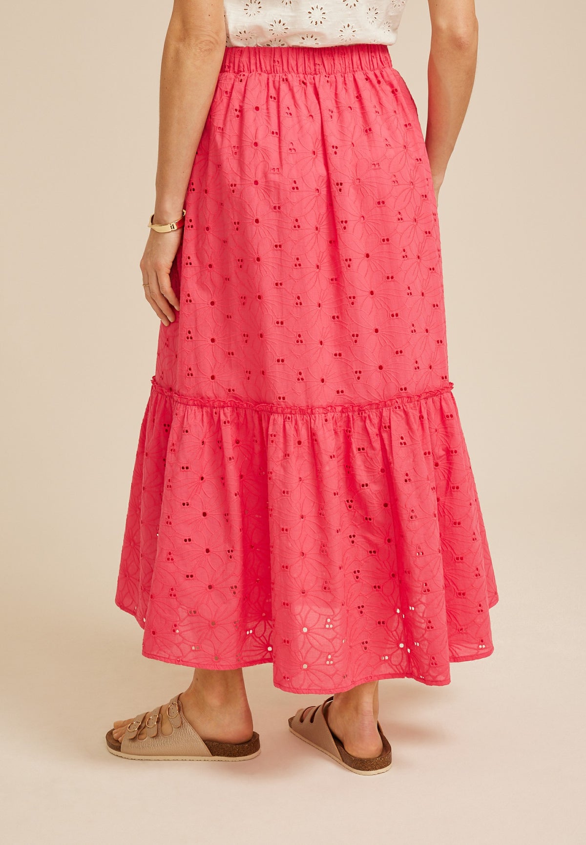 High Rise Eyelet Maxi Skirt