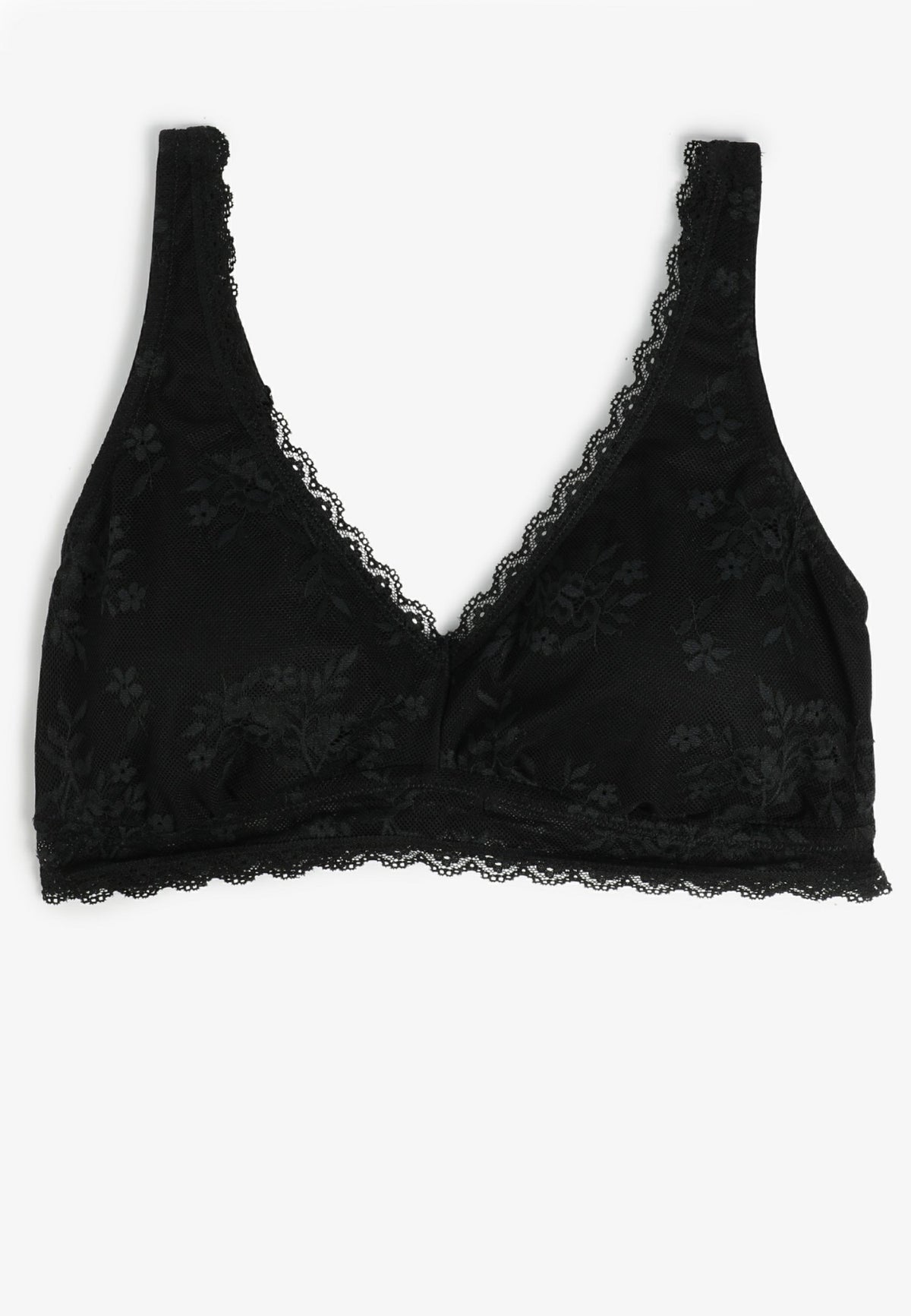 Vintage Lace Plunge Neck Floral Lace Bralette