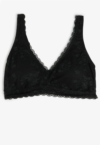Vintage Lace Plunge Neck Floral Lace Bralette