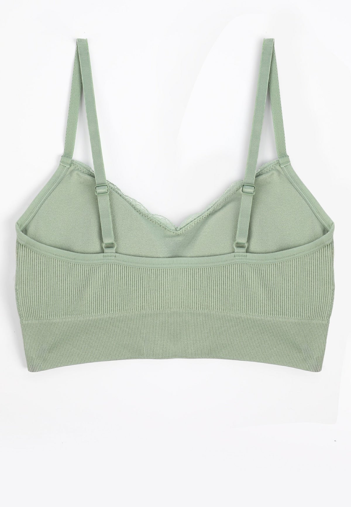 True Stretch Seamless V Neck Lace Trim Bralette
