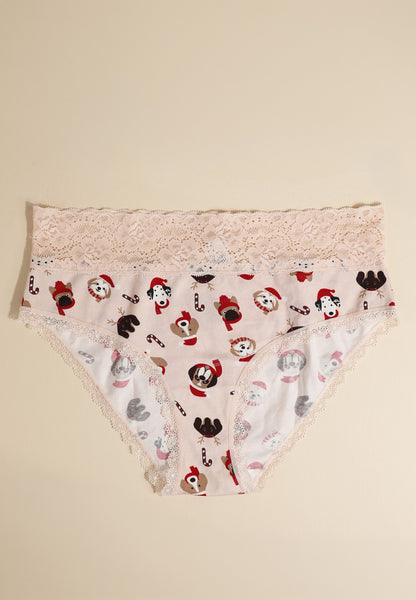 Simply Comfy Cotton Holiday Dog Cotton Hipster Panty