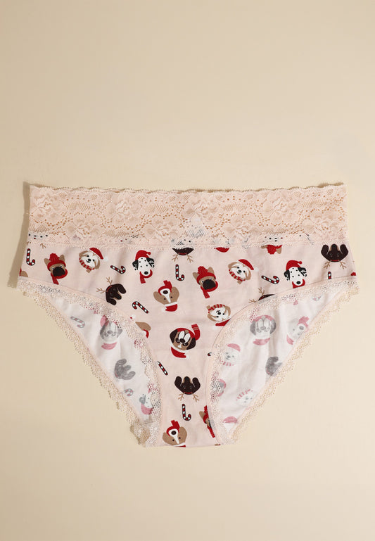 Simply Comfy Cotton Holiday Dog Cotton Hipster Panty