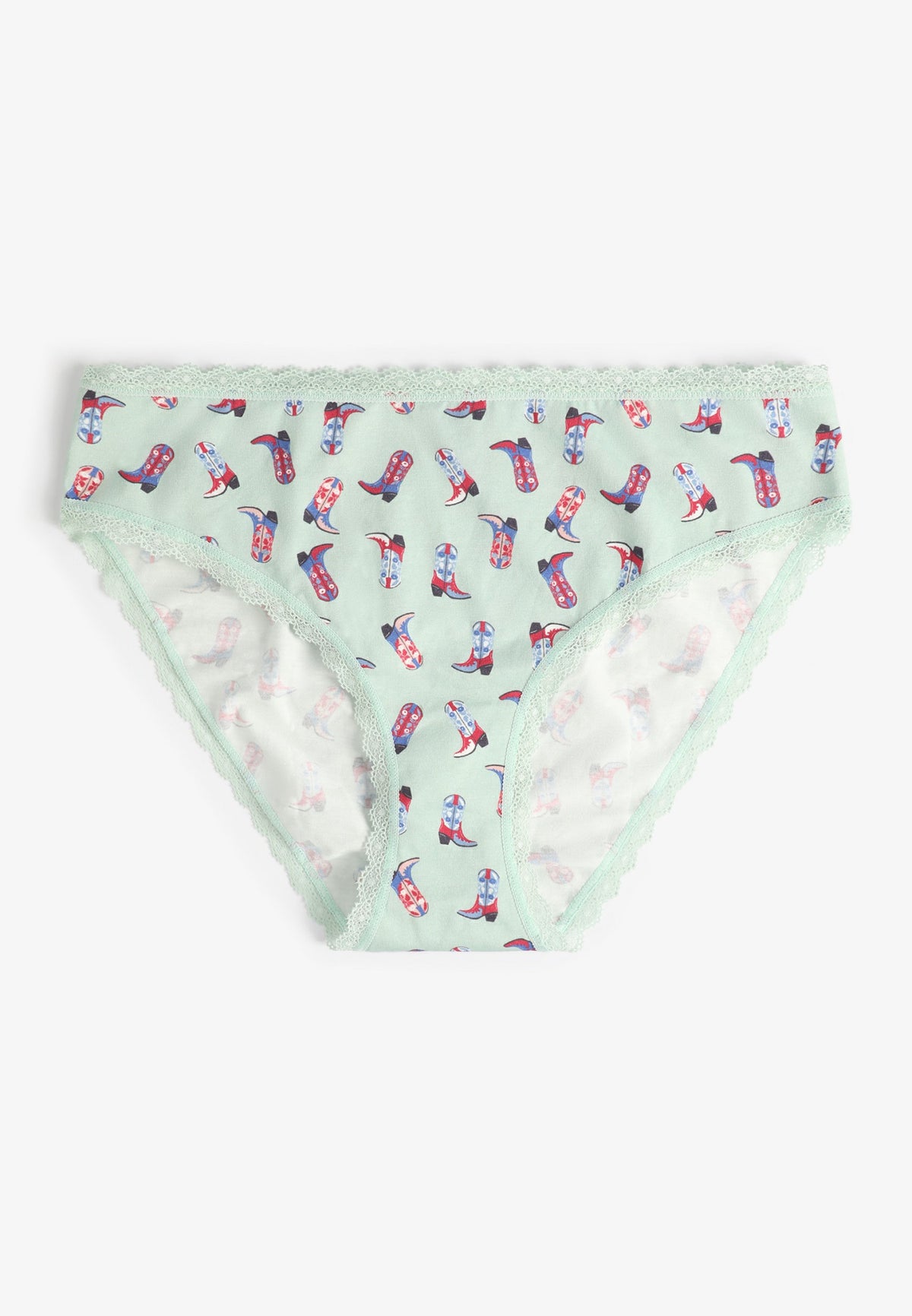 Simply Comfy Cotton Cowboy Boot Print Bikini Panty