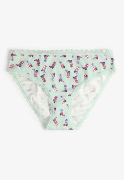 Simply Comfy Cotton Cowboy Boot Print Bikini Panty