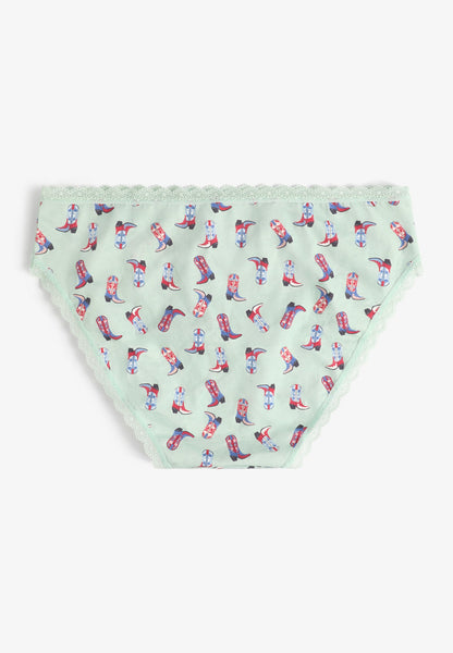 Simply Comfy Cotton Cowboy Boot Print Bikini Panty