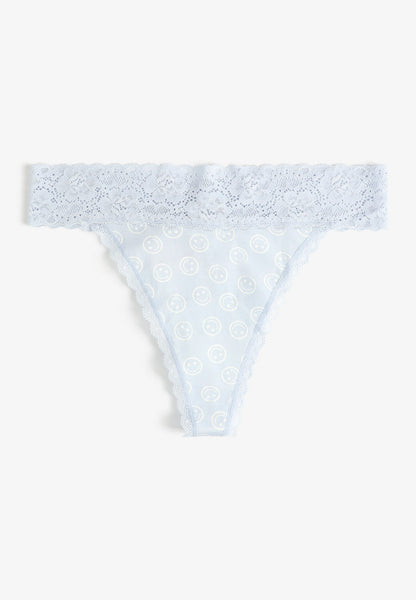 Simply Comfy Cotton Smiley Face Thong Panty