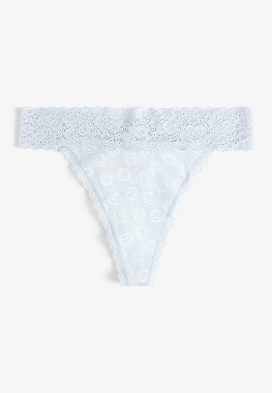 Simply Comfy Cotton Smiley Face Thong Panty