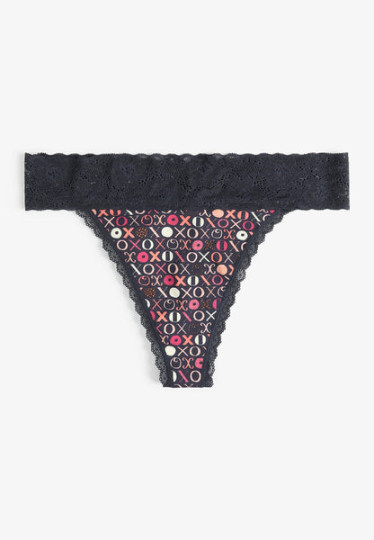 Simply Comfy Cotton XO Print Thong Panty