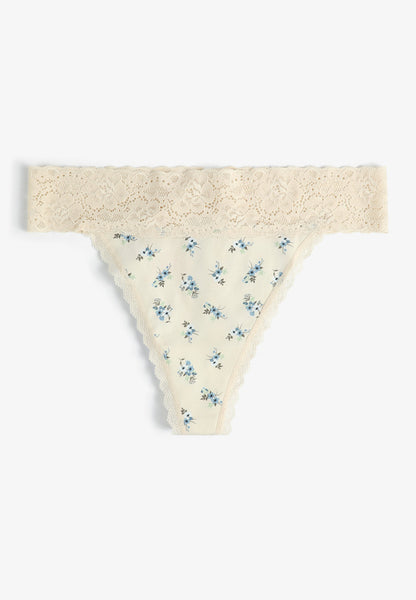 Simply Comfy Cotton Floral Thong Panty