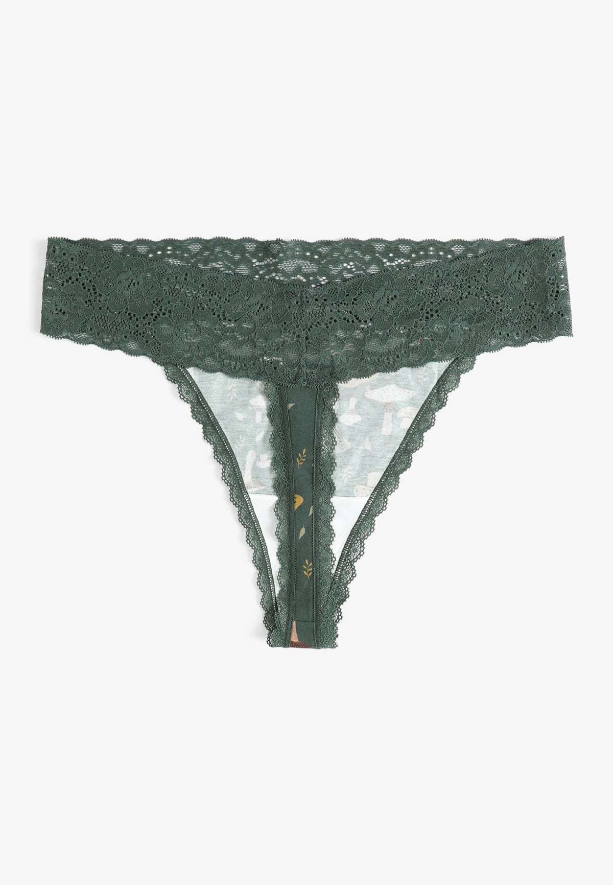 Simply Comfy Cotton Mushroom Print Thong Panty