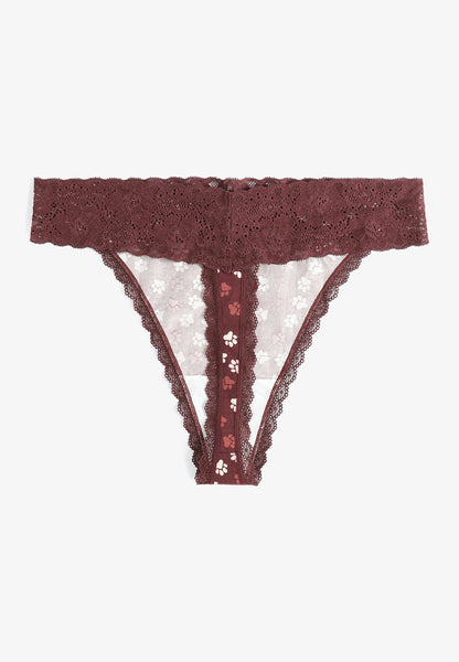 Simply Comfy Cotton Paw Print Thong Panty