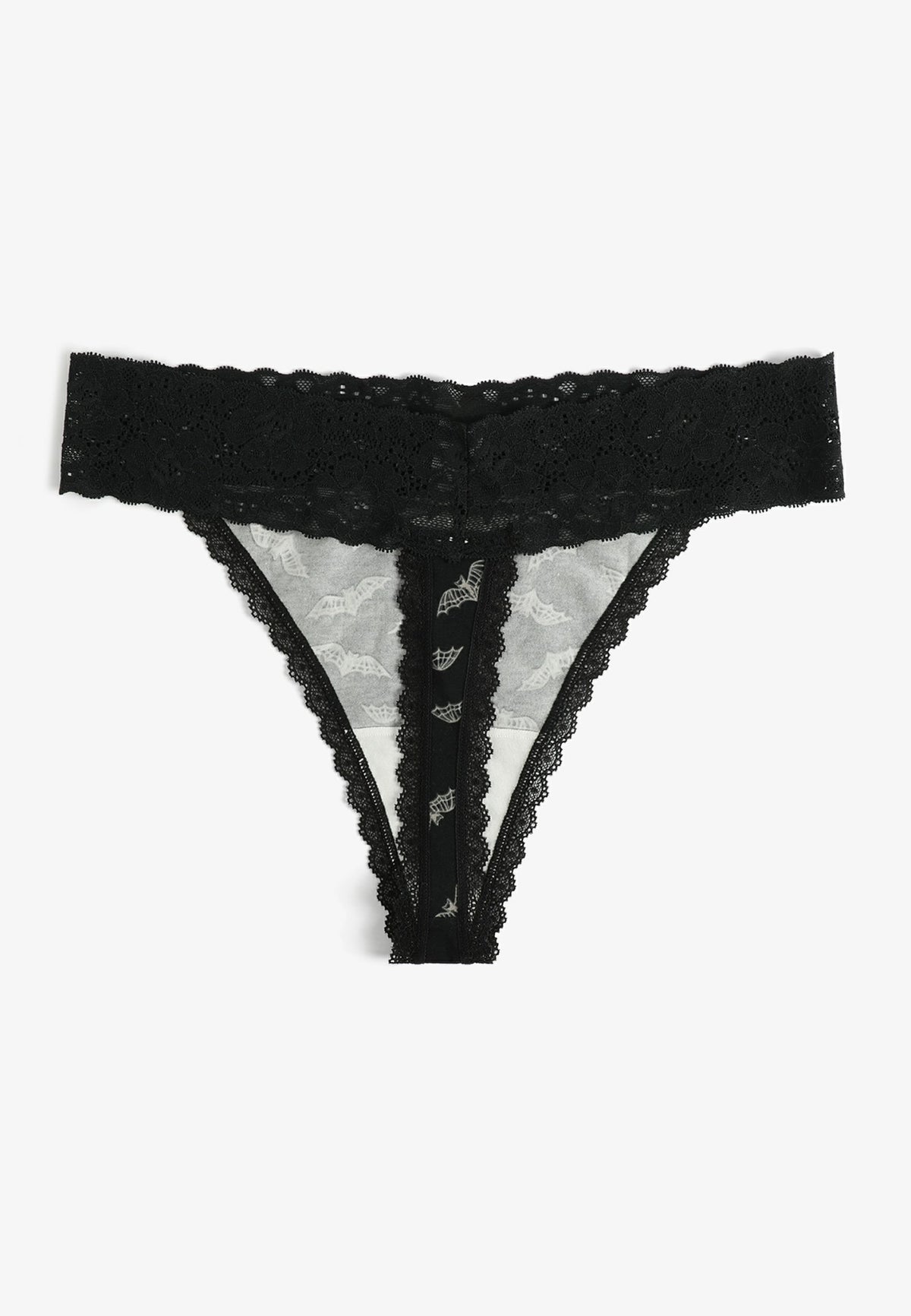 Simply Comfy Cotton Bat Print Thong Panty