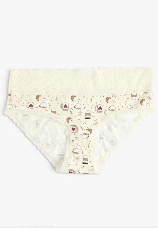 Simply Comfy Cotton Coffee Print Hipster Panty