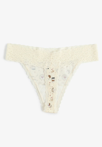 Simply Comfy Coffee Print Thong Panty