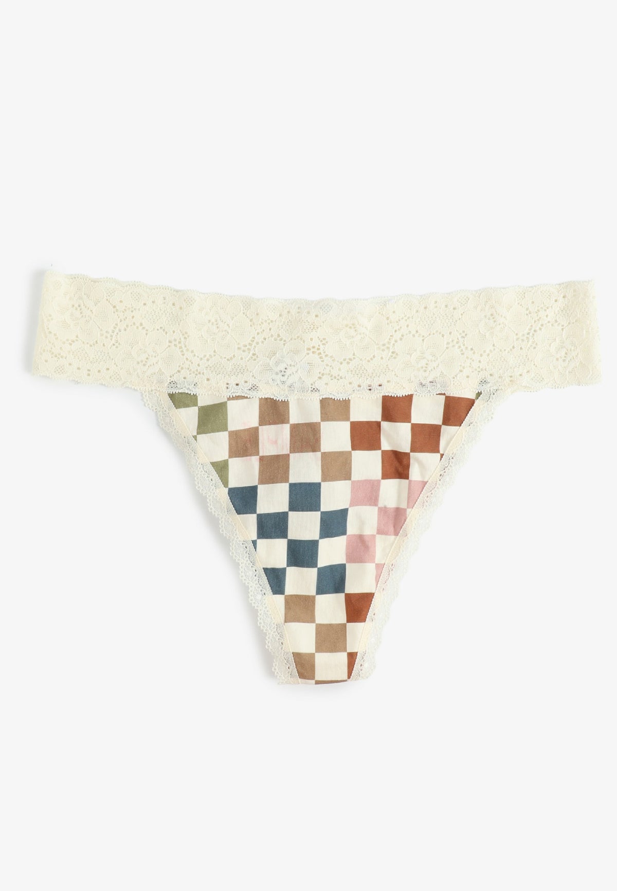 Simply Comfy Colorful Checker Print Thong Panty