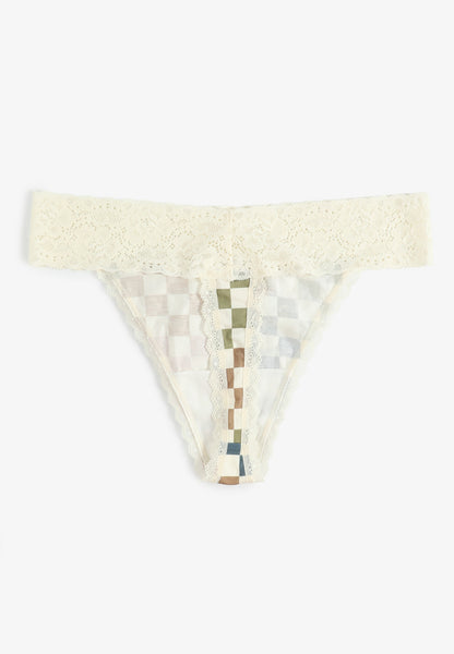 Simply Comfy Colorful Checker Print Thong Panty
