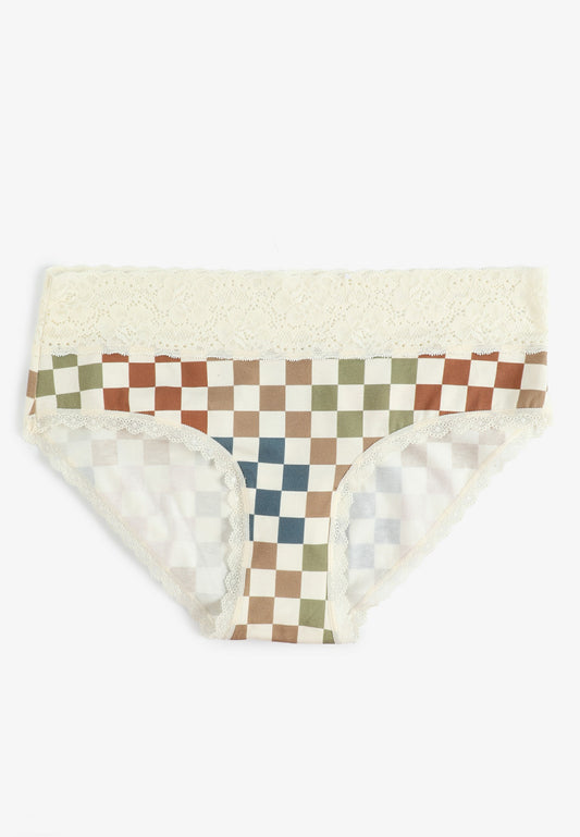 Simply Comfy Colorful Checker Print Hipster Panty