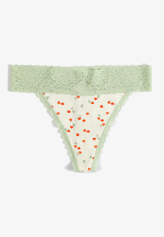 Simply Comfy Cotton Pumpkin Print Thong Panty