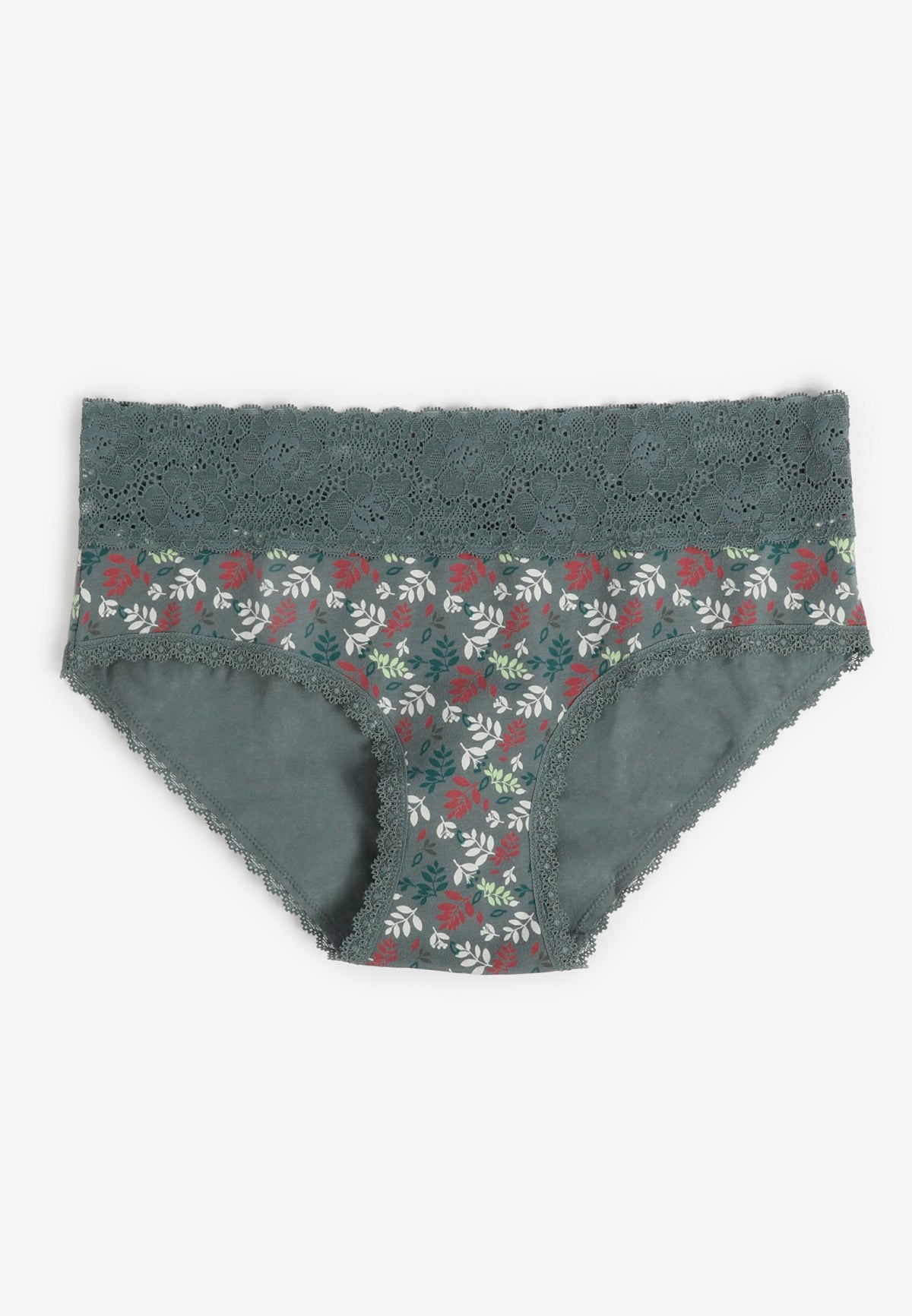 Simply Comfy Cotton Colorful Leaf Print Hipster Panty