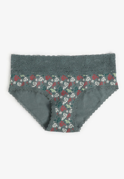 Simply Comfy Cotton Colorful Leaf Print Hipster Panty