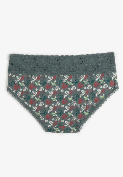 Simply Comfy Cotton Colorful Leaf Print Hipster Panty