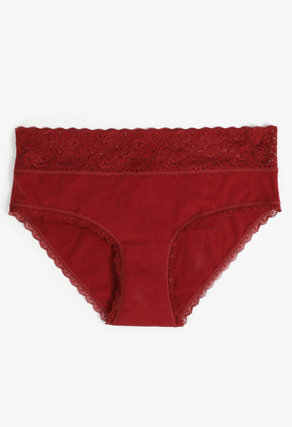 Simply Comfy Lace Trim Cotton Hipster Panty
