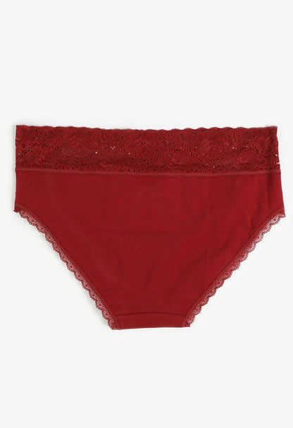 Simply Comfy Lace Trim Cotton Hipster Panty