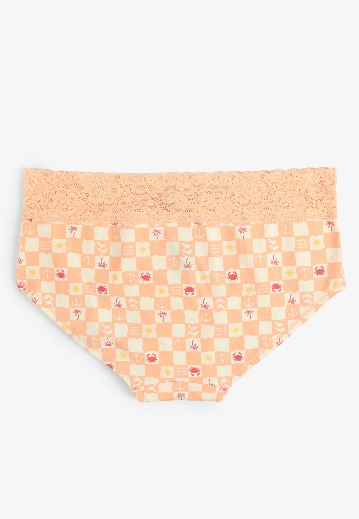 Simply Comfy Cotton Checkered Beach Print Boybrief Panty