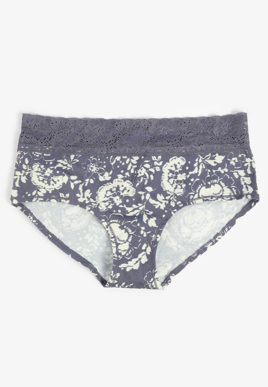 Simply Comfy Cotton Blue Floral Print Boybrief Panty