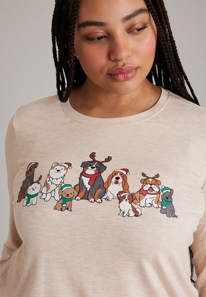 Plus Size Festive Dogs Hacci Jogger Pajama Set