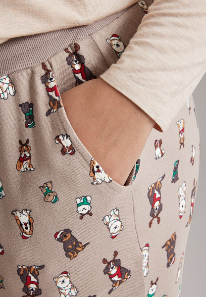 Plus Size Festive Dogs Hacci Jogger Pajama Set