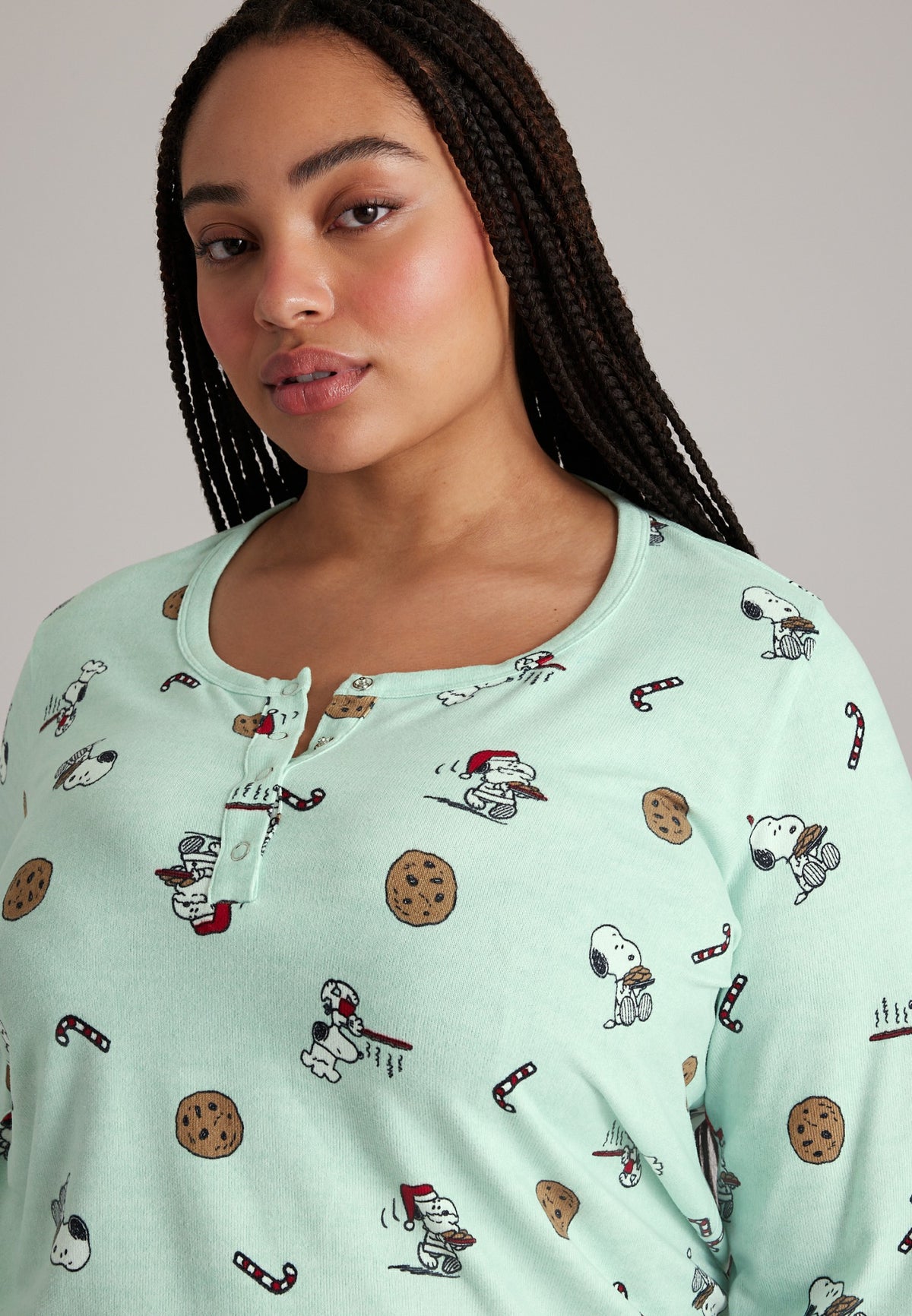 Plus Size Snoopy Holiday Hacci Pajama Set