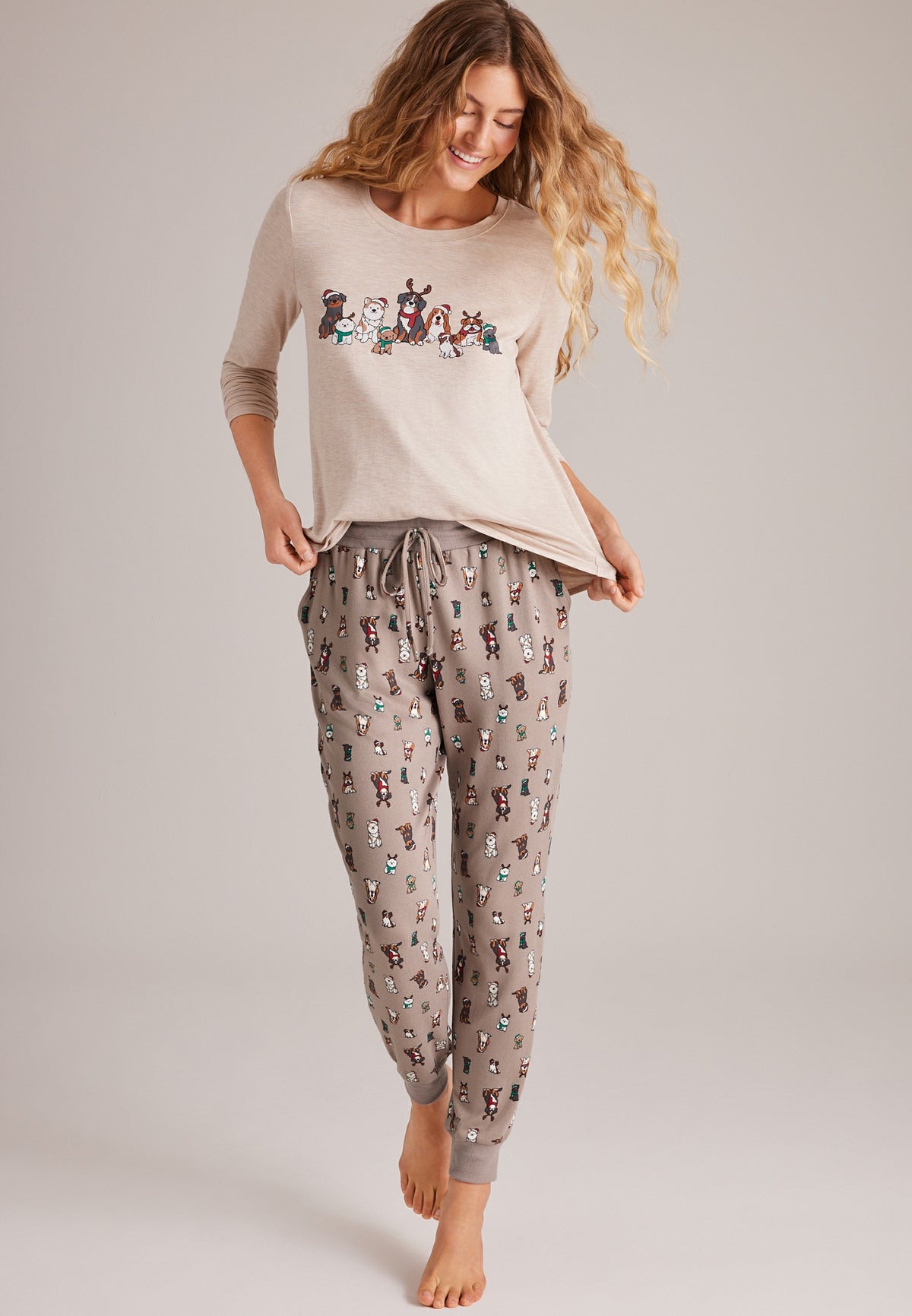 Festive Dogs Hacci Jogger Pajama Set
