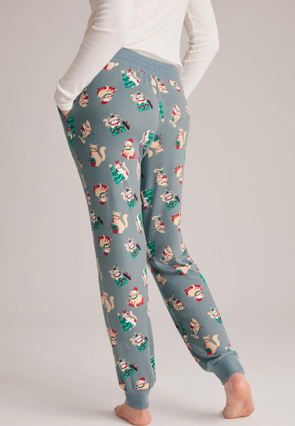 Festive Cats Hacci Jogger Pajama Pants
