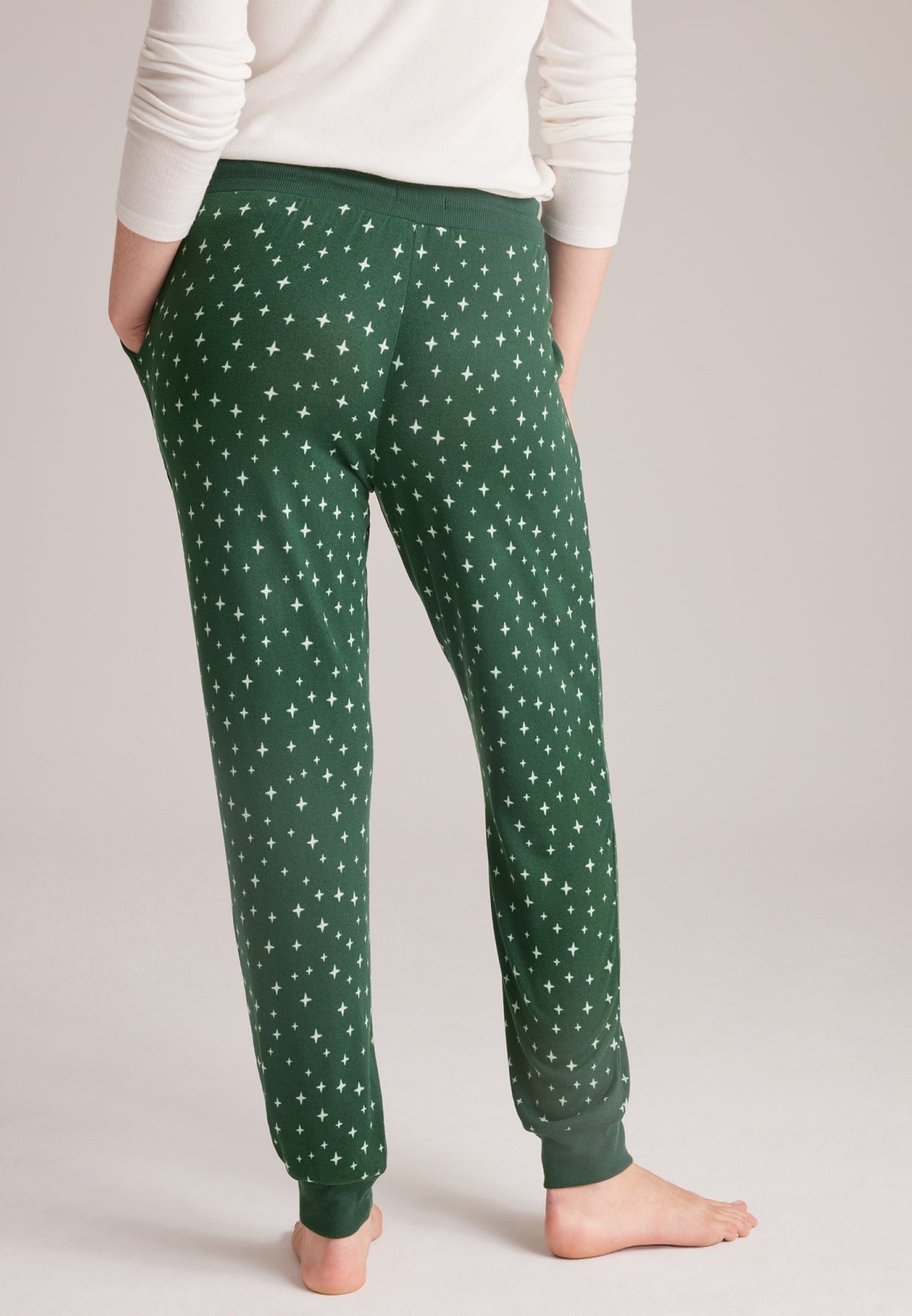 Green Star Print Hacci Jogger Pajama Pants